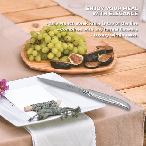 TopKnife Laguiole Forged Steak Knife Set – Stainless Steel Handle (Set 2)