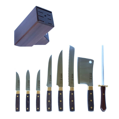 Nicul 9-Pc Knife Block Set - Motoca Wood Handle