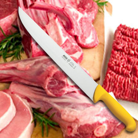Nicul Prochef 11-3/4" Butcher Knife - Yellow PP Handle
